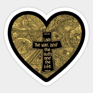 A heart with a cross inside. Jesus is the way and the truth and the life. Sticker